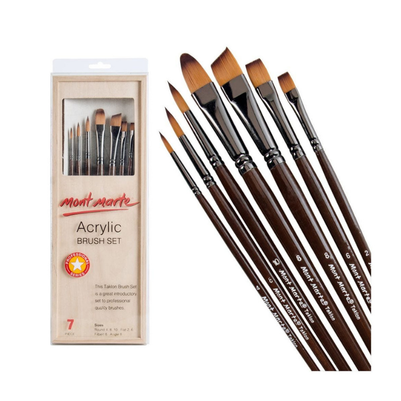 Acrylic Brush Set in Box Premium 7pc – Mont Marte Global