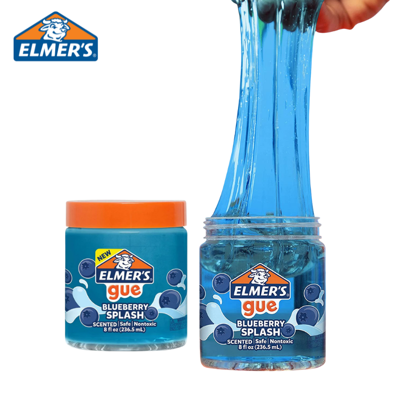 Lot of Two 8 oz Elmer's Gue Blueberry Splash Scented Blue Clear Premade  Slime